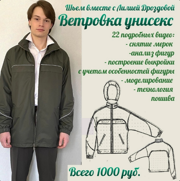 [Лилия Дроздова] [Шитье] Ветровка унисекс (2023)