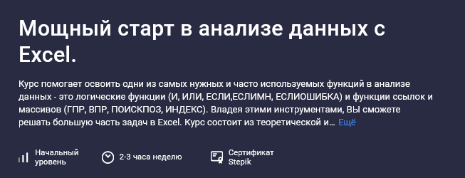 [Юлия Леонтиева] [Stepik] Мощный старт в анализе данных с Excel (2025)